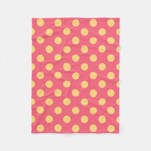 Gelbe Polka Punkte auf Korallen Fleecedecke (Vorderseite)