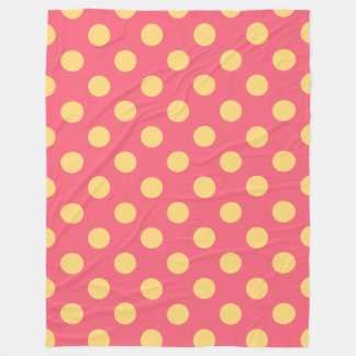 Gelbe Polka Punkte auf Korallen Fleecedecke