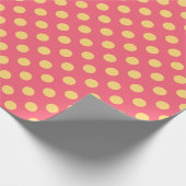 Gelbe Polka Punkte auf Korallen Geschenkpapier (Ecke)