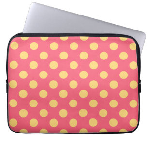 Gelbe Polka Punkte auf Korallen Laptopschutzhülle