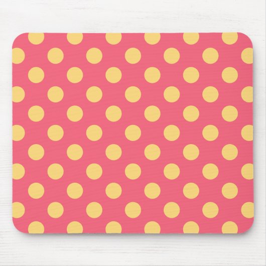 Gelbe Polka Punkte auf Korallen Mousepad (Vorne)