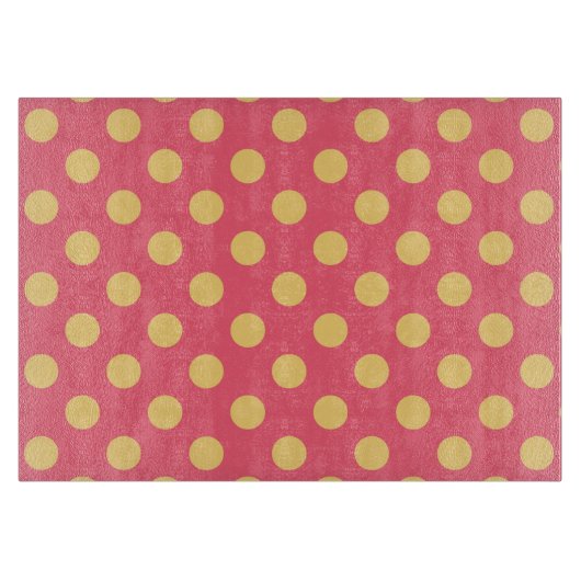 Gelbe Polka Punkte auf Korallen Schneidebrett (Vorderseite)