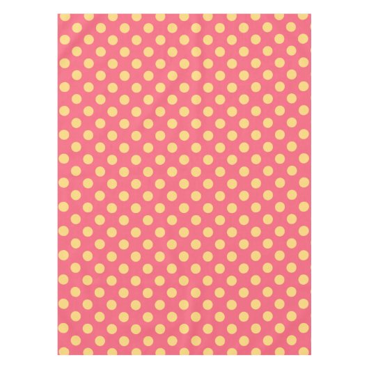 Gelbe Polka Punkte auf Korallen Tischdecke (Vorderseite)