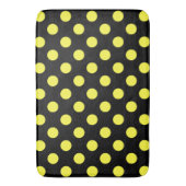 Gelbe Polka-Punkte auf schwarzem Hintergrund Badematte (Vorderseite Vertikal)