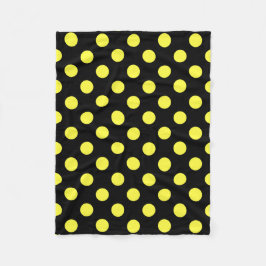 Gelbe Polka-Punkte auf schwarzem Hintergrund Fleecedecke