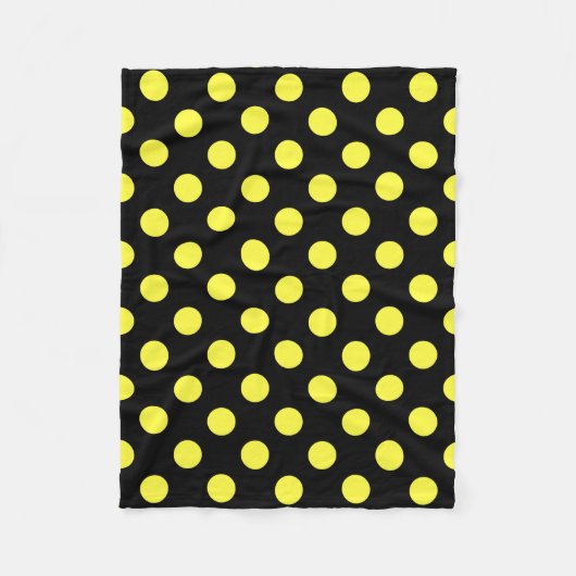 Gelbe Polka-Punkte auf schwarzem Hintergrund Fleecedecke (Vorderseite)