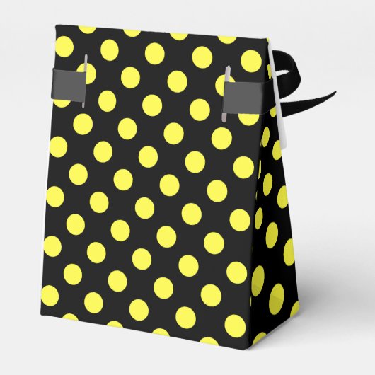 Gelbe Polka-Punkte auf schwarzem Hintergrund Geschenkschachtel (Rückseite)