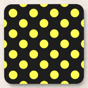 Gelbe Polka-Punkte auf schwarzem Hintergrund Getränkeuntersetzer