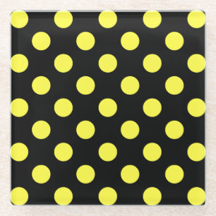 Gelbe Polka-Punkte auf schwarzem Hintergrund Glasuntersetzer
