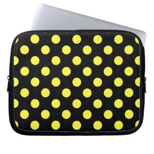 Gelbe Polka-Punkte auf schwarzem Hintergrund Laptopschutzhülle
