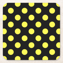 Gelbe Polka-Punkte auf schwarzem Hintergrund Rechteckiger Pappuntersetzer