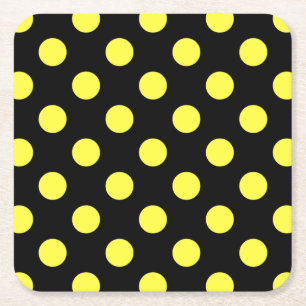 Gelbe Polka-Punkte auf schwarzem Hintergrund Rechteckiger Pappuntersetzer