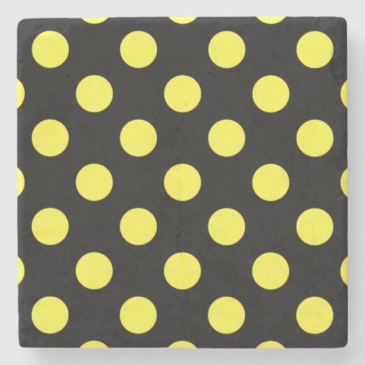 Gelbe Polka-Punkte auf schwarzem Hintergrund Steinuntersetzer (Vorderseite)