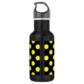 Gelbe Polka-Punkte auf schwarzem Hintergrund Trinkflasche (Rückseite)