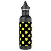 Gelbe Polka-Punkte auf schwarzem Hintergrund Trinkflasche (Rechts)