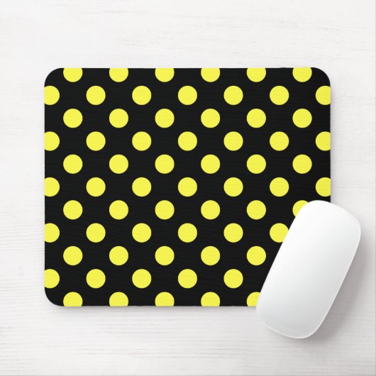 Gelbe Polka-Punkte auf schwarzem Rücken Mousepad (Mit Mouse)