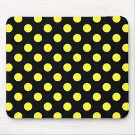 Gelbe Polka-Punkte auf schwarzem Rücken Mousepad