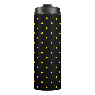 Gelbe Polka-Punkte auf schwarzem Thermal-Tumbler Thermosbecher
