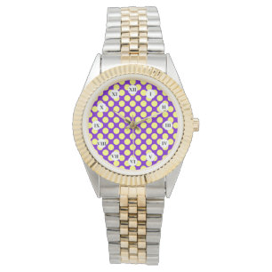 Gelbe Polka Punkte mit Lila Hintergrund STaylor Armbanduhr