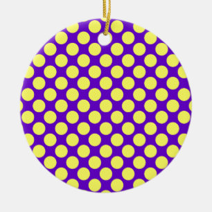 Gelbe Polka Punkte mit Lila Hintergrund STaylor Keramik Ornament