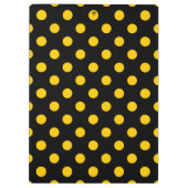 Gelbe Polka-Punkte mit schwarzem Hintergrund Klemmbrett (Rückseite)