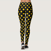 Gelbe Polka-Punkte mit schwarzem Hintergrund Leggings (Rückseite)