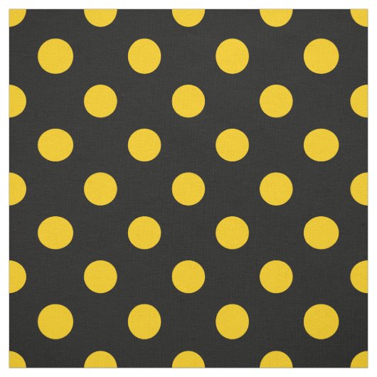 Gelbe Polka-Punkte mit schwarzem Hintergrund Stoff (Muster)