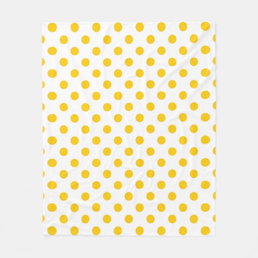 Gelbe Polka-Punkte mit weißem Hintergrund Fleecedecke (Vorderseite)