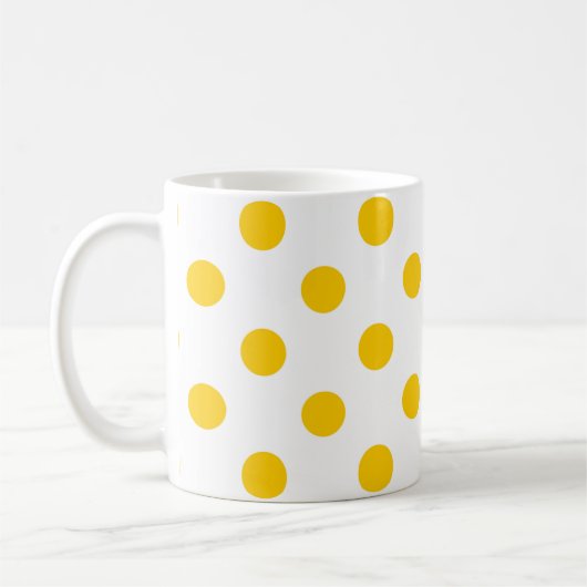 Gelbe Polka-Punkte mit weißem Hintergrund Kaffeetasse (Links)