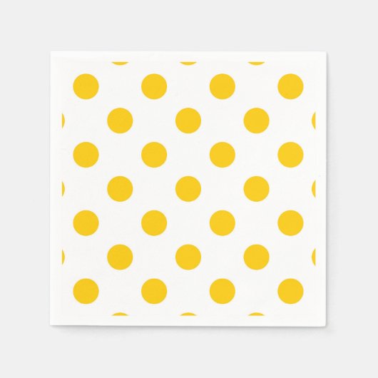 Gelbe Polka-Punkte mit weißem Hintergrund Serviette (Vorderseite)