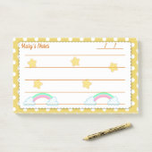 Gelbe Polka-Punkte, niedliche Sterne & Regenbogen Post-it Klebezettel (Auf Schreibtisch)