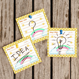 Gelbe Polka-Punkte, niedliche Sterne & Regenbogen  Post-it Klebezettel