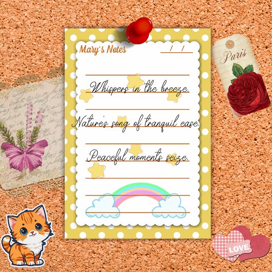 Gelbe Polka-Punkte, niedliche Sterne & Regenbogen Post-it Klebezettel