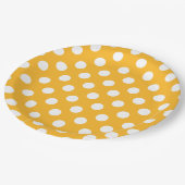 Gelbe Polka-Punkte Pappteller (Schrägansicht)
