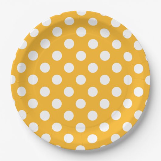 Gelbe Polka-Punkte Pappteller (Vorderseite)