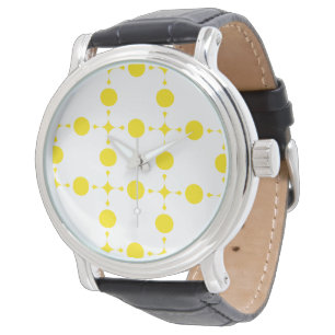 Gelbe Polka-Punkte, Polka-Dottern-Muster, Punkte,  Armbanduhr