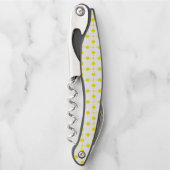 Gelbe Polka-Punkte, Polka-Dottern-Muster, Punkte, Kellnermesser (Vorderseite)