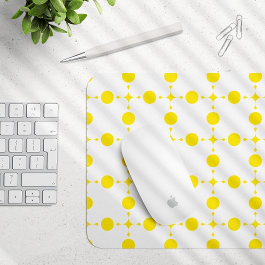 Gelbe Polka-Punkte, Polka-Dottern-Muster, Punkte,  Mousepad