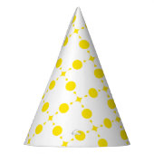 Gelbe Polka-Punkte, Polka-Dottern-Muster, Punkte,  Partyhütchen (Links)