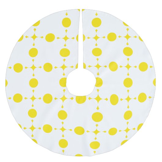 Gelbe Polka-Punkte, Polka-Dottern-Muster, Punkte,  Polyester Weihnachtsbaumdecke (Vorderseite)