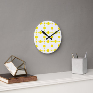 Gelbe Polka-Punkte, Polka-Dottern-Muster, Punkte,  Runde Wanduhr