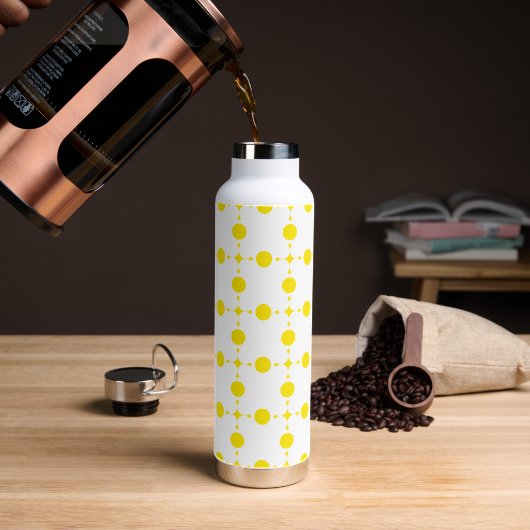 Gelbe Polka-Punkte, Polka-Dottern-Muster, Punkte, Trinkflasche (Kaffee)