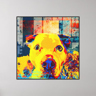 Gelbe Pop-Art-Hunde Druck: Freiheit & Inspiration  Leinwanddruck