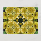 Gelbe Primel-Kaleidoskop-Kunst-Blumen-Postkarte Postkarte (Vorderseite)