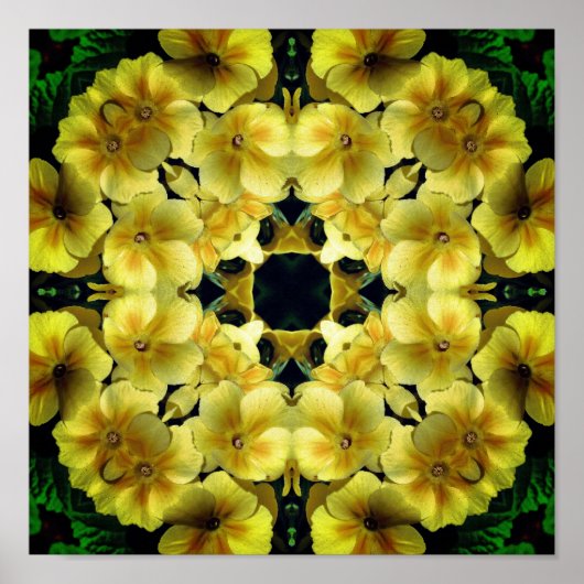 Gelbe Primrose Blume Abstrakt Art Poster (Vorne)