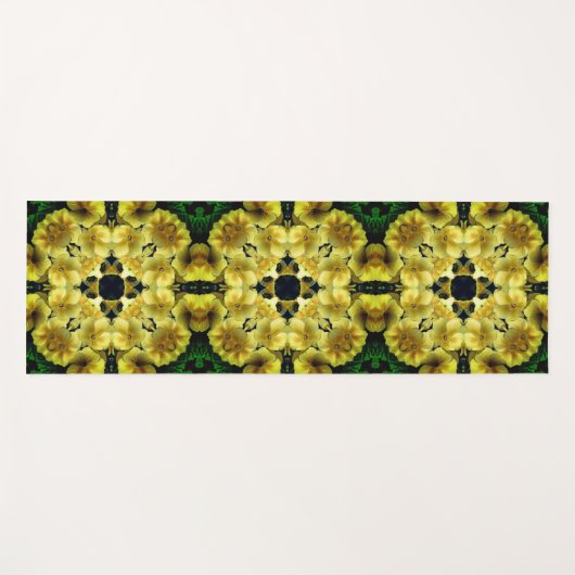 Gelbe Primrose Blume Abstrakt Art Yogamatte (Vorderseite (Horizontal))