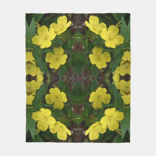 Gelbe Primrose-Blume Abstrakt Fleecedecke (Vorderseite)