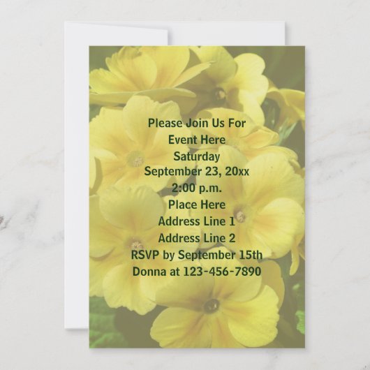 Gelbe Primrose Blume Einladung (Vorderseite)