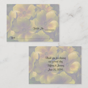 Gelbe Primrose-Blume Hochzeitstisch Platzkarte