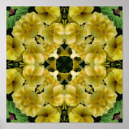Gelbe Primrose Blume Kaleidoskop Art Poster (Vorne)
